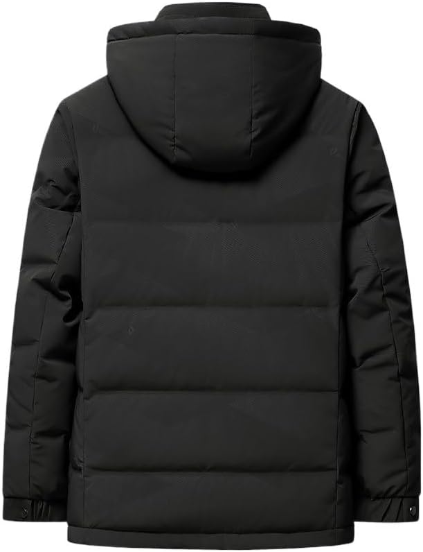 Mens Korean Slim Fit Hooded Down Jacket Winter Casual Warm Fashion Puffer Jackets Coat