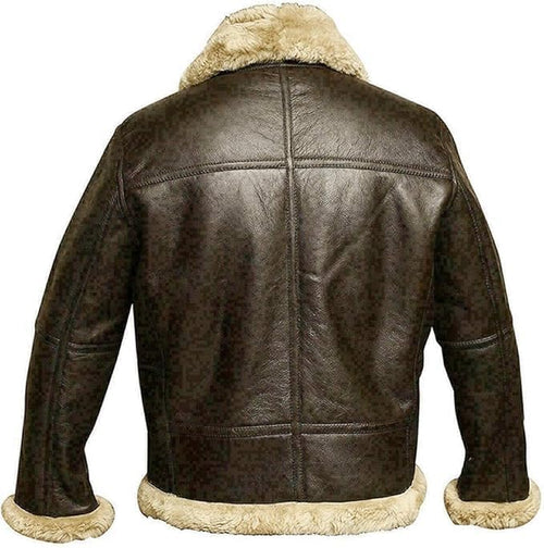 Hifa Man's RAf Aviator B3 Pilot Military Bomber Flight Shearling Brown Real Sheep Skin Winter Warm Leather Jacket