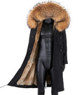 Winter Coat Men's Long Parka Fur Lining Natural Fur Collar Hooded Thick Warm Coat