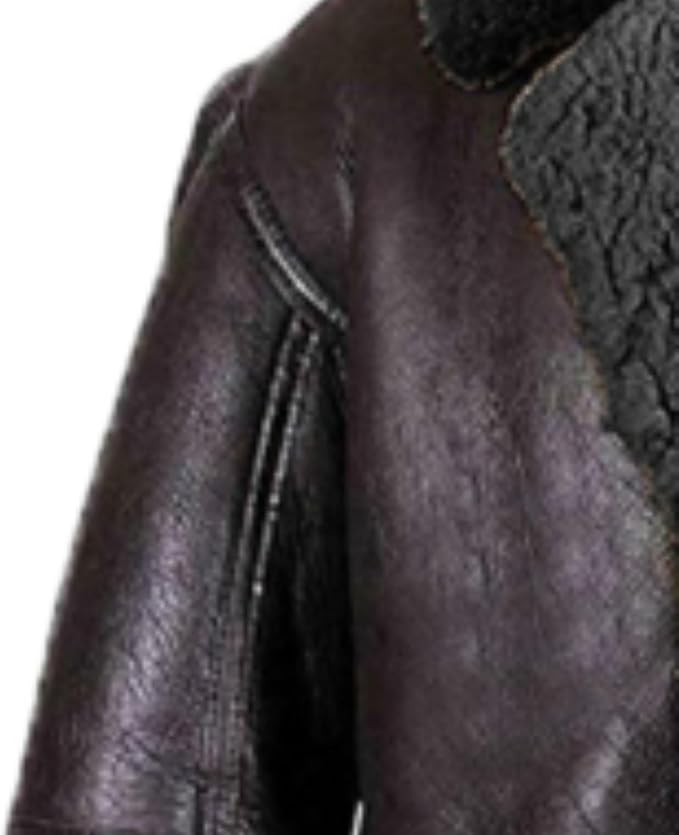 Men's Shearling Bomber Sheepskin Leather Jacket – Warm Fleece Lined Aviator Coat & Faux Leather PU Jacket