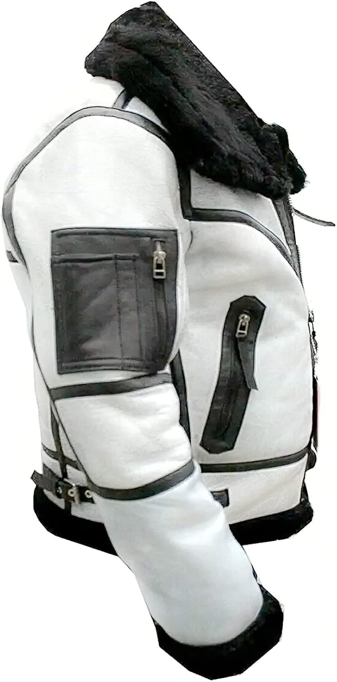 Sheepskin Vinatge Warm Classsic Shearling RAF Aviator WW2 Faux Fur Winter Leather Jacket For Men