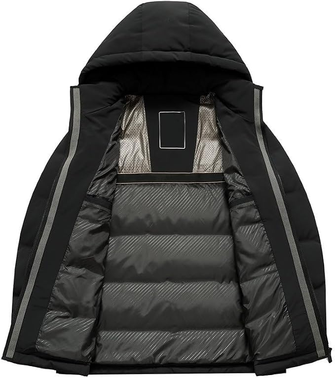 Mens Korean Slim Fit Hooded Down Jacket Winter Casual Warm Fashion Puffer Jackets Coat