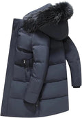 Men Long Down Jacket Hooded Warm Puffer Coat Duck Down Parka Thick Winter Outerwear Cold Weather Feather Jacket