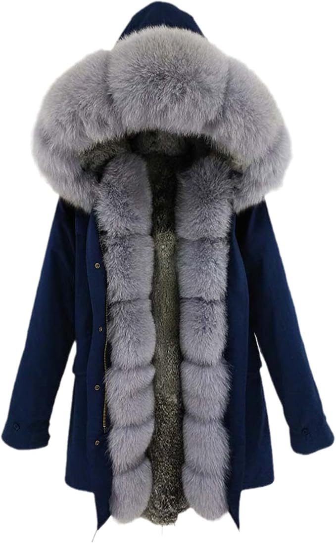 Winter Coat Long Parka Men's Fur Lining Natural Fur Collar Hooded Thick Warm Coat