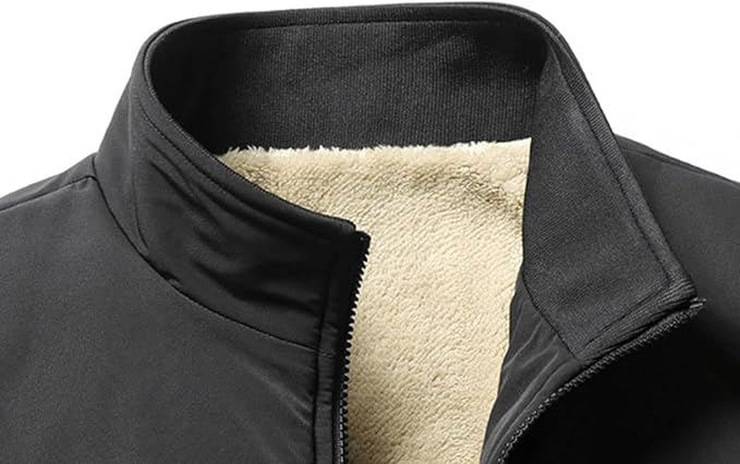 DGHM-JLMY Men's Casual Loose Plush Sherpa Jacket – Heavyweight Fleece Stand Collar Warm Lined Winter Coat