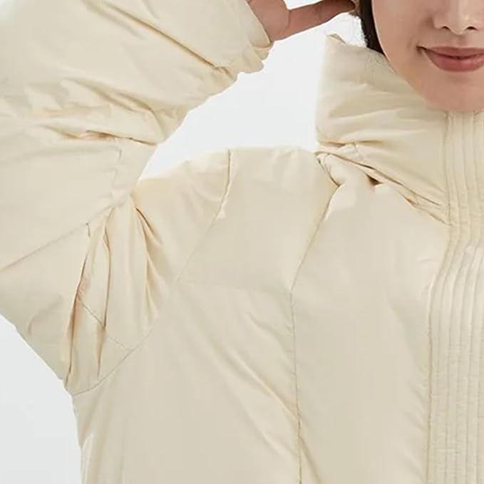 Women’s Mid-Length Goose Down Jacket Thickened Warm Hooded Winter Coat for Outdoor Sports and Hiking