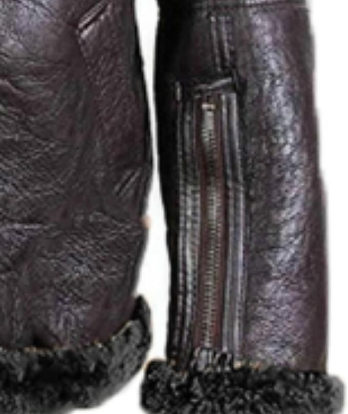 Men's Shearling Bomber Sheepskin Leather Jacket – Warm Fleece Lined Aviator Coat & Faux Leather PU Jacket