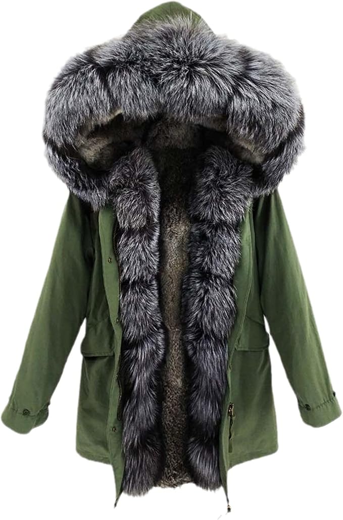 Winter Coat Long Parka Men's Fur Lining Natural Fur Collar Hooded Thick Warm Coat