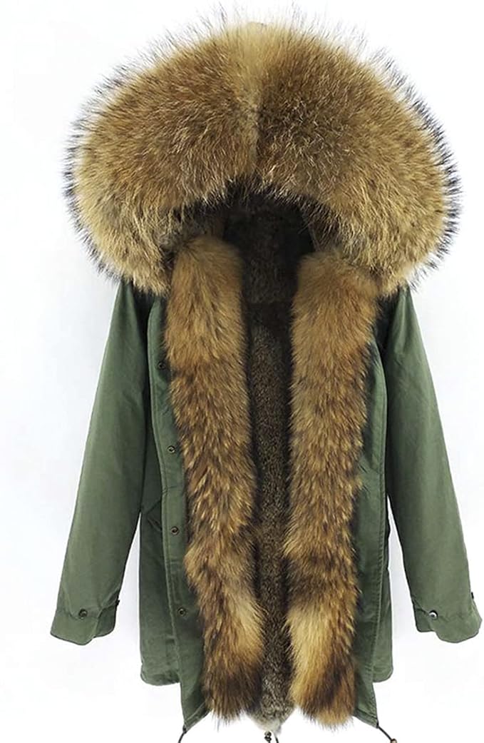 Winter Coat Long Parka Men's Fur Lining Natural Fur Collar Hooded Thick Warm Coat