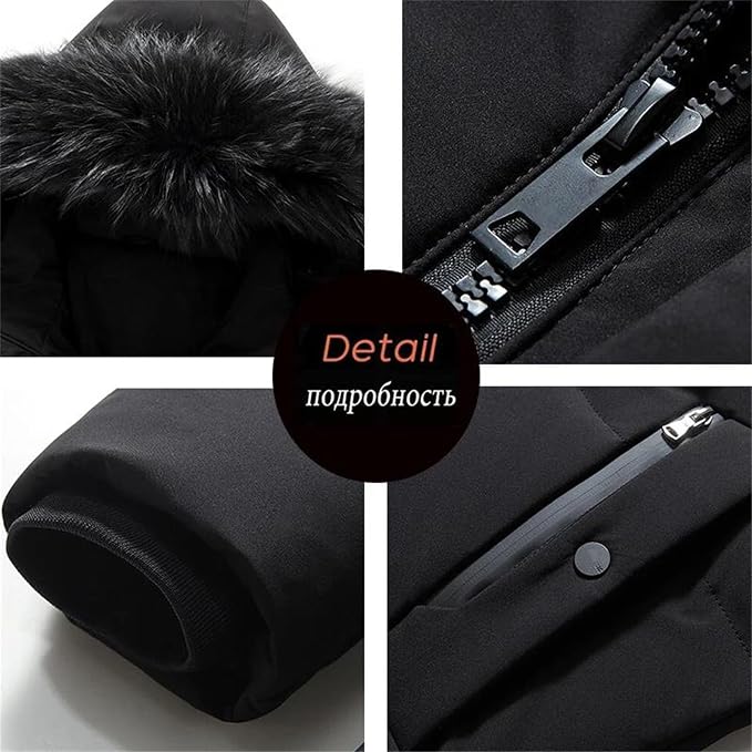 Men Long Down Jacket Hooded Warm Puffer Coat Duck Down Parka Thick Winter Outerwear Cold Weather Feather Jacket