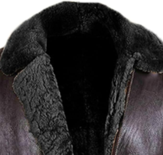 Men's Shearling Bomber Sheepskin Leather Jacket – Warm Fleece Lined Aviator Coat & Faux Leather PU Jacket