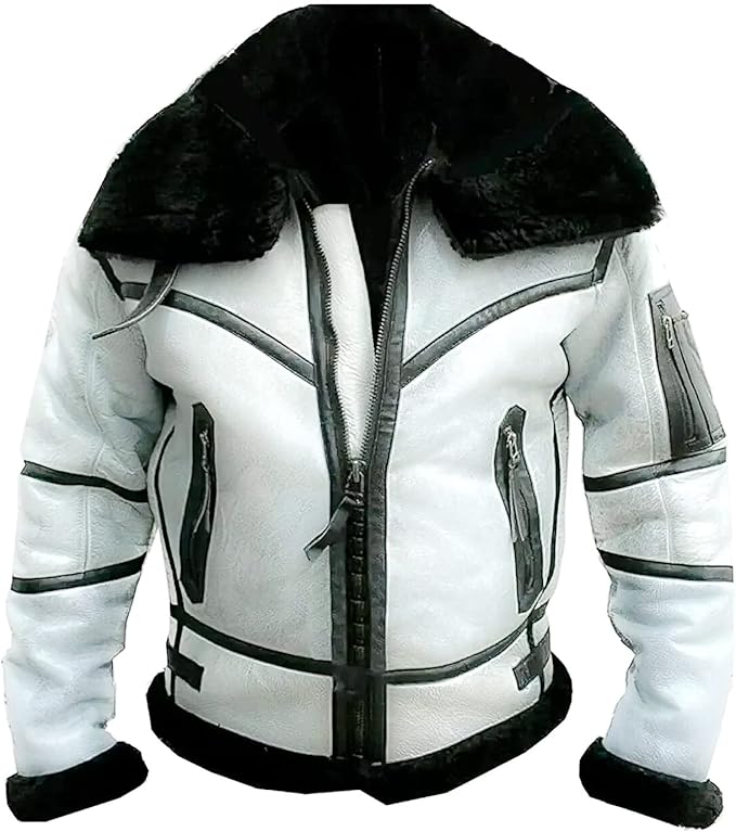 Sheepskin Vinatge Warm Classsic Shearling RAF Aviator WW2 Faux Fur Winter Leather Jacket For Men