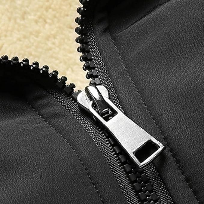 DGHM-JLMY Men's Casual Loose Plush Sherpa Jacket – Heavyweight Fleece Stand Collar Warm Lined Winter Coat