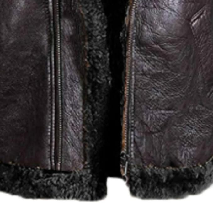 Men's Shearling Bomber Sheepskin Leather Jacket – Warm Fleece Lined Aviator Coat & Faux Leather PU Jacket